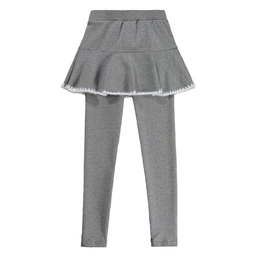 JEYPINMI Little Girls School Uniform Pants Footless Leggings Pants with Ruffle Tutu Skirt 2-10T3