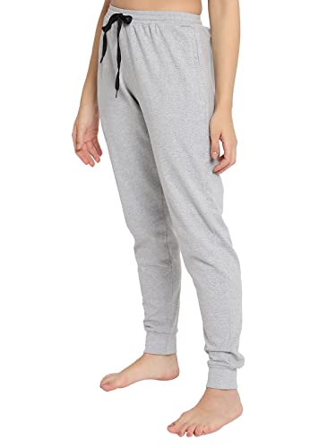 Image of Clovia Women's Chic Basic Cuffed Joggers Pyjama in Grey