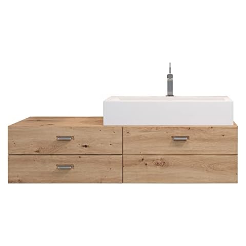 trendteam smart living Badezimmer Waschbeckenunterschrank inkl. Keramikwaschbecken Geo Cover