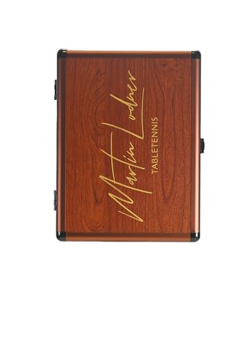 Martin Lodner - Double Alu Case avec aspect bois et logo. Sac en aluminium pour tennis de table avec mousse pour un rangement sûr des raquettes et balles de...