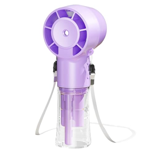 Humkopnl Ventilador de nebulización, ventilador de niebla recargable, ventilador de mano portátil, enfriador de aire reutilizable de 1200 mAh para uso diario, viajes al aire libre