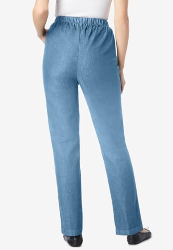 Woman Within Plus Size Straight Leg Elastic Waist Stretch Fineline Denim Jean (Petite & Tall Available)2