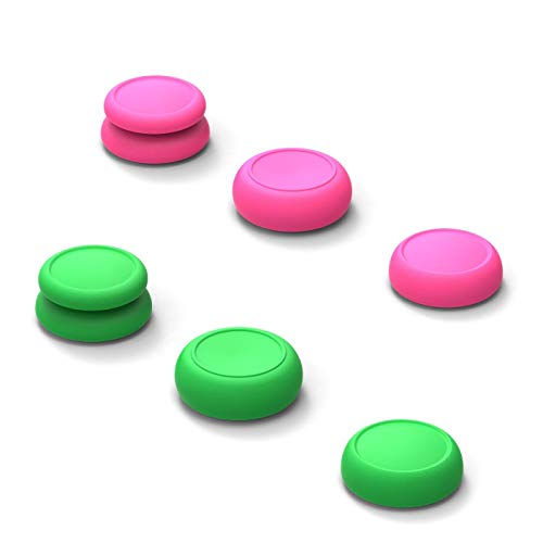 Image of Skull & Co. Skin, CQC and FPS Thumb Grip Set Joystick Cap Analog Stick Cap for Nintendo Switch and Switch OLED Joy-Con Controller - Neon Pink+Green, 3 Pairs(6pcs)