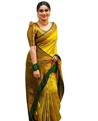 Women's Yellow Color Kanjivaram Soft Silk Saree