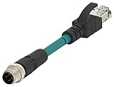 4P M12 Plug to RJ45 Plug Sensor Cord - 1M Length for Sensor Actuator Assemblies - TCD2473A201-002 Compatible with Industrial Applications