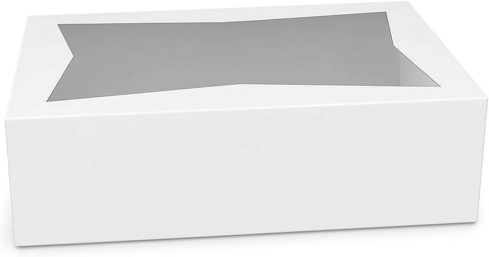 Auto-Popup Window Bakery Box, 8 x 5.75 x 2.5 inches, White Cake Box, 200/Case
