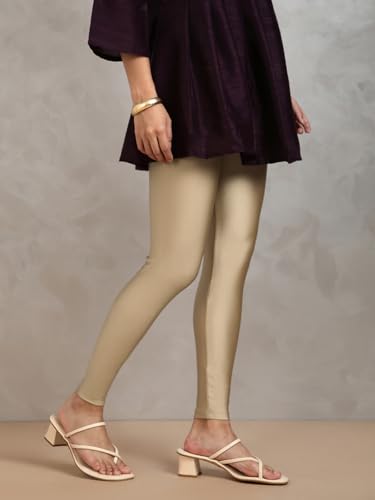 Image of TWIN BIRDS Shimmer Leggings for Women | Shiny Stretch Ethnic Wear Pants