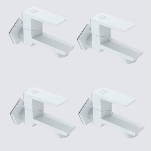 Image of RN PTMT Bib Cock for Bathroom | 15mm Foam Flow Water Tap with Flange | Luxury G20 Series Faucet | High-Grade Engineering Polymer Tap (Marble, Pack of 4)