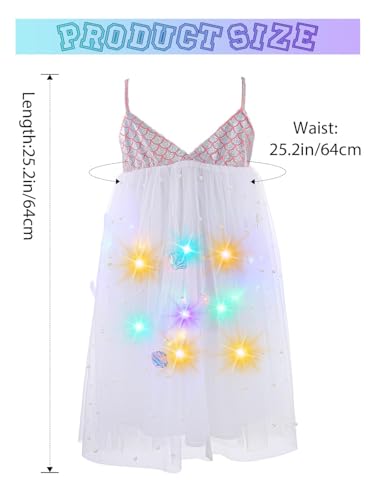 TWINKLEDE Light Up Tutu Dress Mermaid Starfish Dresses Glow Party Birthday Outfits Pink4
