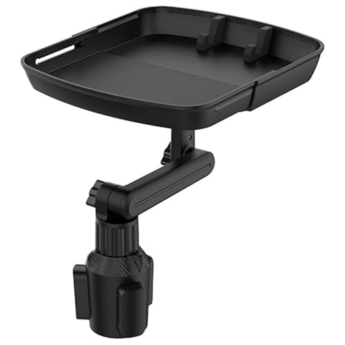 Plateau porte-gobelet pour voiture - Plateau repas portable avec rotation à 360° et design extensible, support de téléphone antidérapant, organisateur de...