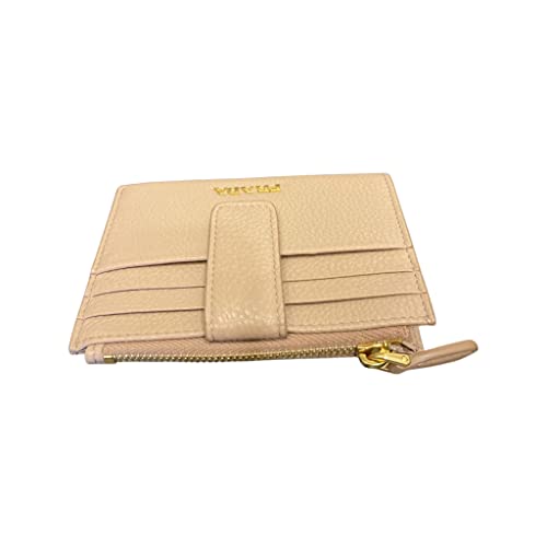 Prada Womens Vitello Grain Cipria Beige Leather Zip Top Card Wallet 1Mc026 #TOP1