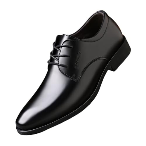 Men's Leather Shoes Breathable Korean British Style Black Trendy Casual Business Leather Shoes Pointed Toe Men's Shoes Oxfords(8865Black,10)