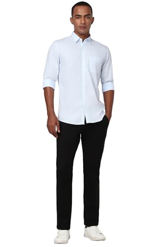 Image of Peter England Men's Solid Slim Fit Full Sleeve Casual Shirt| 100% Cotton