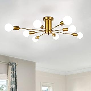 LynPon Sputnik Ceiling Light Gold Chandelier, Modern Brass 8 Lights Fittings Antique Lamp Lighting Indoor for Living Bedroom Kitchen Dining Room