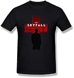 Regular Fit Beverly Russell Men\'s Skyfall 007 James Bond Cotton Round Collar T-Shirt Black