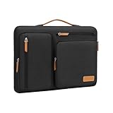 MOSISO 360 Schützende Laptop Hülle Tasche Kompatibel mit MacBook Air 13 M3 M2 M1 2024-2018/Pro 13 Zoll 2024-2016/Surface Pro 9/8/7/6/X/5/4/3,Seitlich Offene Sleeve mit 4 TaschenundGriff,Schwarz