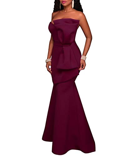 Image of MAYFASEY Women's Sexy Off the Shoulder Oversized Bow Applique Evening Gown Party Long Maxi Dress