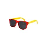 Estas gafas de sol de España tienen un divertido diseño con las lentes en color negro y la montura en color rojo y amarillo., No pasarán desapercibidas estas gafas de sol con sus graciosas patillas en color amarillo en un diseño de España muy alegre., Perfectas para animar a la selección española en cualquier deporte con un complemento de moda, muy práctico en los días soleados.
