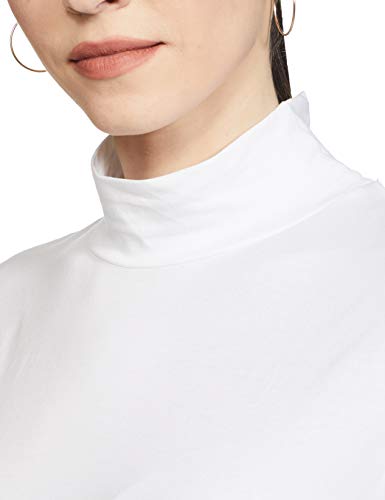 Image of Marks & Spencer Womens Solid Cotton Blend Turtle Neck Fitted T Shirt