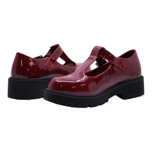 Girls Round Toe Ankle Strap Mary Jane School Shoes - Mary Jane Chunky Heel Platform Oxford Dress Pumps Shoe2