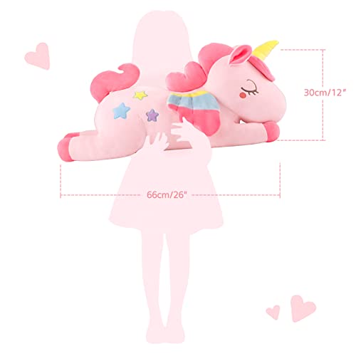 Gagaku Unicorn Plushie Big Pillow Plush 26" Giant Unicorn Stuffed Animal Hugging Plushies For Girls, Boys And Adults, Unicorn Gift For Christmas Halloween Birthday Anniversary-Pink #TOP5