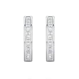 BCughia Pendientes de oro de 9/14/18 quilates para mujer, aretes de aro de moissanita de media eternidad, Oro blanco de 9 quilates, Moissanita