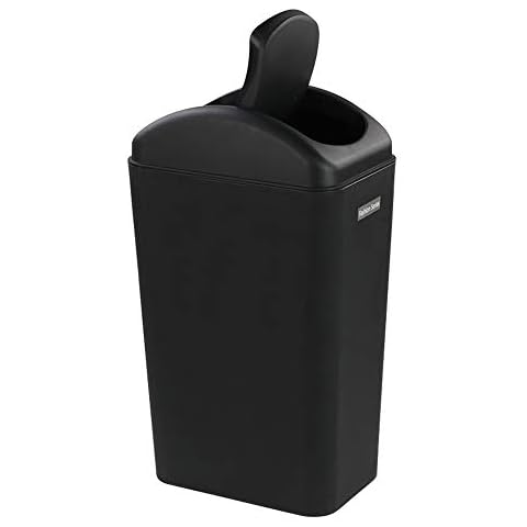 Farmoon Slim Waste Bin, 14L Black Modern Swing Lid Bin Cover