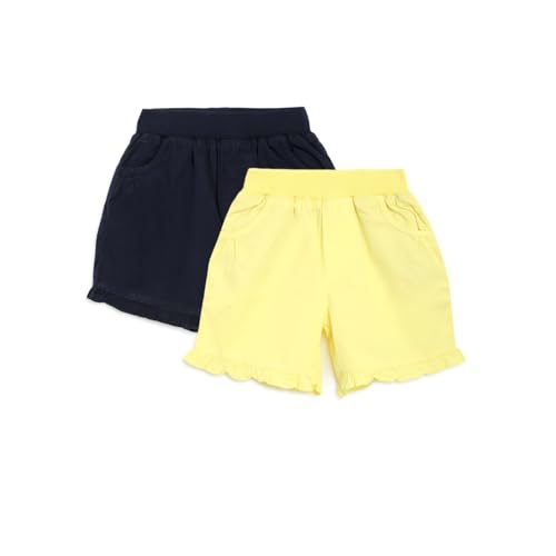 Image of Li'l Tomatoes Girls 100% Cotton Combo Shorts Pack of 2 | Soft & Breathable Summer Shorts | Elastic Waist Casual Wear | 2-14 Years