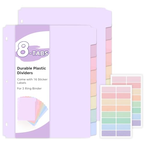 Intercalaires 3 anneaux plastique SKYDUE avec 8 onglets effaçables et stickers