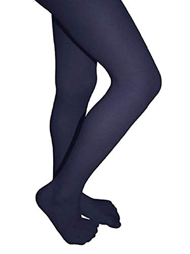 Butterfly Girls Microfiber Opaque Colored Tights (4-6, Navy blue)