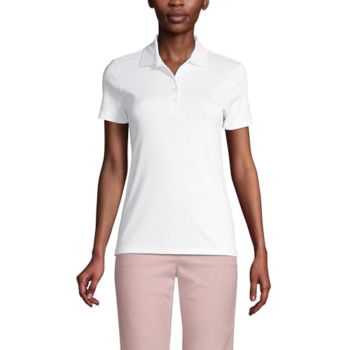 Lands' End Womens Short Sleeve Supima Polo White Petite Medium