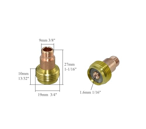 Image of RIVERWELD TIG Gas Lens Stubby Collet Body 45V25S 4C116GS 1 /16 inch 1.6mm | TIG Short Wedge Collet Kit for DB SR WP 17 18 26 TIG Welding 10pcs