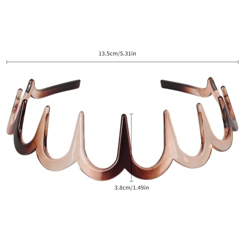 image for TOSEFES Zigzag Headbands for Women, 2-Pack U-Shaped Hair Comb Headband