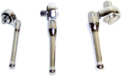 3 Pc Flexible Stubby Ratchet Handle Socket Wrench Swivel Tool Set 1/4" 3/8" 1/2"