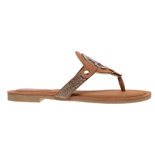 Image of Pierre Dumas Women's Medallion Vegan Slide Thong Flip Flop Flat Sandal