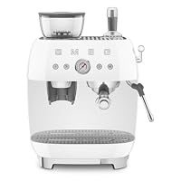 Smeg, EGF03WHEU, manuelle Espressomaschine, mit integrierter Kaffeemühle, Thermoblock, 4 Temperaturstufen, Dampfdüse und Druckmesser, 1-l-Tank, kompakte Größe, 1350 W, Weiß – Ansicht 1