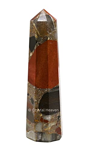 Image of Crystal Heaven Certified Spotted Jasper Crystal Tower Obelisk Point for Chakra, Healing and Balancing - AAA Grade Original Certified Gemstone Agate for Reiki Meditation Yoga Spiritual (3-4 Inches)