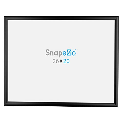 Snapezo Poster Frame 20X26 Inches, Black 1 Inch Aluminum Profile, Front-Loading Snap Frame, Wall Mounting, Sleek Series #TOP6