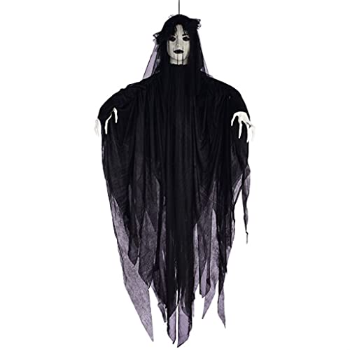 TRionn 59” Decoración de Fantasma Colgante de Halloween, Esqueleto de Halloween Fantasma Volador Decoraciones de Halloween Interior Exterior (Color: Negro) Favorite Gift