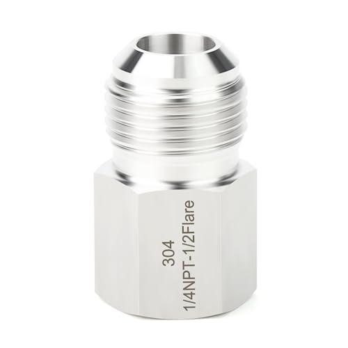Image of TAISHER 5PCS Forging of 304 Stainless Steel Tube Flare Fittings, 1 /2 inch Male Flare x 1 /4 inch NPT Female, Half Union