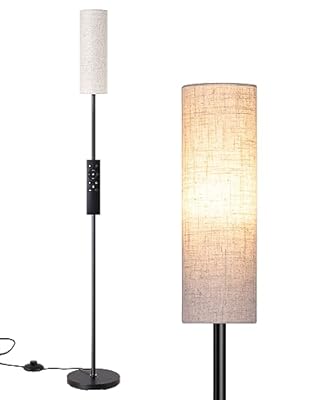 EDISHINE LED Corner Floor Lamp for Living Room, 65" Standing Tall Reading Lamp with Remote, Minimalist Dimmable Pole Lighting for Bedroom, Office, Kids Room, Bulb Included, 2700K-6000K (Black)
