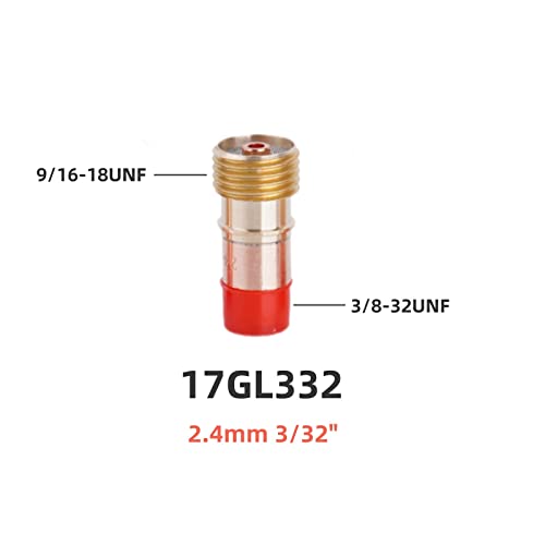 Image of TIG Stubby Gas Lens 17GL332 3 /32 inch TIG Collet 10N24S 10Pcs | For TIG Welding Torch WP-17, 18 & 26 Series Consumables