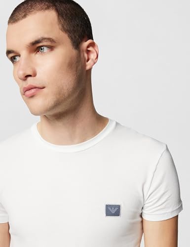 Herren Shiny Logoband Crew Neck T-Shirt Weiß L Slim Fit, weiß, L – Ansicht 4