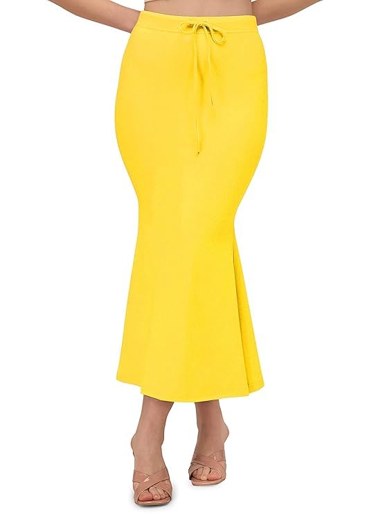 Image of Saree Shapewear Petticoat for Women Cotton Blended Lycra Body Shaper Peticoat, Long Under Skirt Dress for Saree,Stretchable Fishcut Innerwear for Ladies Saree in Party