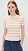 Vince Women's Striped Short Sleeve Crew, Oat Shell Combo, X-Large