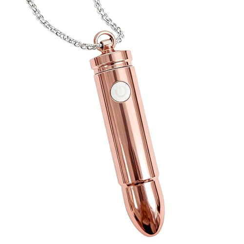 Toodoumama Wearable Mini Pendant Necklace Portable Personal Massage Device Waterproof Quiet Relief Tool for Daily Relaxation (02-Rose Gold)