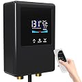 Tankless Water Heater Electric 110V, 5500W Instant Hot Water Heater with Remote Control and LCD Touch Screen Self-modulating, Overheating Protection for Demand (black)
