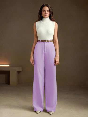 Image of KERI PERRY Trousers for Woman Pants Women's Formal Office Korean | Black Beige Track Pant | Straight | Cotton Spandex Stretchable Trouser | High-Waisted Bottom Wear