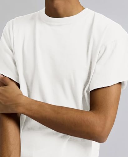 Sunborui Men's Boxy Raw Cut Tee Short Sleeve Round Neck T Shirts Casual Basic Tops3