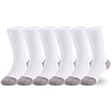 EPEIUS Kids Boys/Girls' Cushioned Crew Socks Toddler Baby Thick Cotton Athletic Socks Running Crew Sports Socks Blocked White 6 Pack 4-6 Years